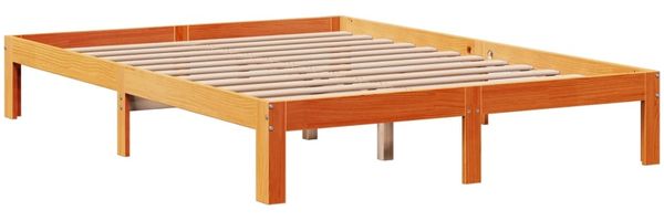 vidaXL Massivholzbett ohne Matratze Wachsbraun 135x190 cm Kiefernholz 3306060 Bild 5