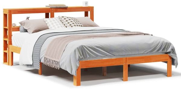 vidaXL Massivholzbett ohne Matratze Wachsbraun 135x190 cm Kiefernholz 3306060 Bild 2