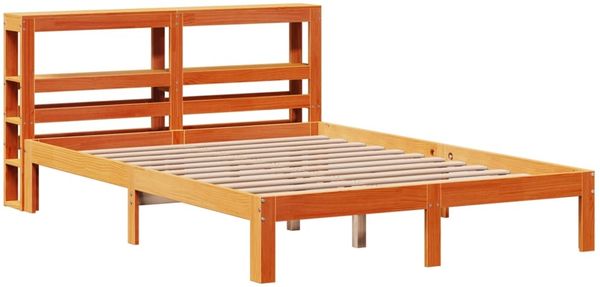 vidaXL Massivholzbett ohne Matratze Wachsbraun 135x190 cm Kiefernholz 3306060 Bild 3