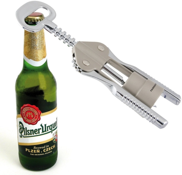 FACKELMANN Weinflaschenöffner Bar&Wine, Wein-/Proseccoöffner (1-tlg), eleganter Flaschenöffner in Beige, Verzinkt & Verchromt