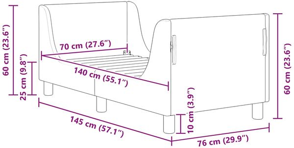 vidaXL Kinderbettgestell mit Kopfteil Rosa 70 x 140 cm Samt 42010850 Bild 9