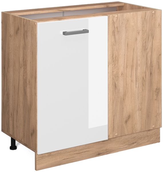 Vicco Küchenschrank Küchenzeile R-Line, Weiß Hochglanz, Eckschrank 86 cm, ohne AP