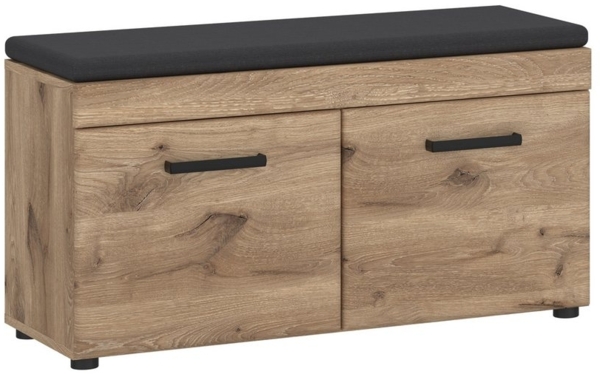Schuhbank >GRANO< 2 Türen, Viking Eiche Dekor / Kosmos Grau - 93x51x38 (BxHxT)