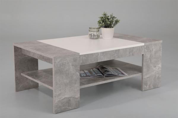 Couchtisch Wohnzimmertisch Beistelltisch VERA 111x67 cm Beton / Weiss