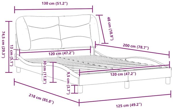 vidaXL Bettgestell ohne Matratze "Hvar" Taupe 120x200 cm Stoff 3207762 Bild 12