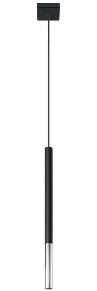 Pendelleuchte, Stahl, schwarz-chrom, H 110 cm