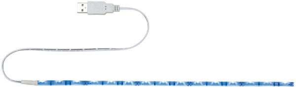 Paulmann 70456 USB LED-Stripe blau 30cm Weiß, Metall, Kunststoff