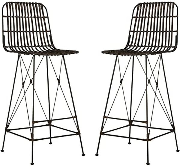 SAFAVIEH Modern Set of 2 Bar & Counter Stools, in Brown and Black