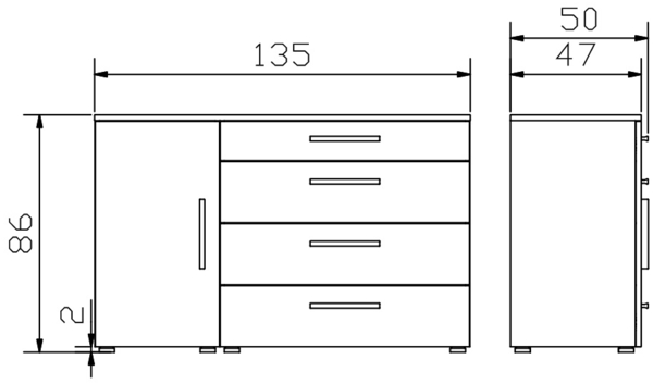 Hasena Kommode Totrino anthrazit Wildeiche natur, geölt zerlegt Bild 2