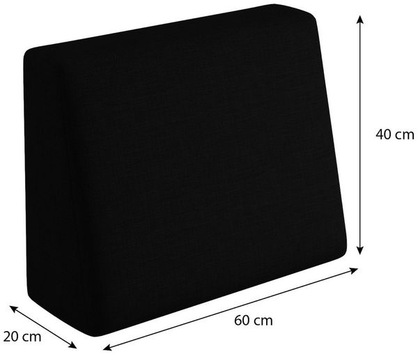 sunnypillow Rückenkissen Palettenkissen mit abnehmbarem Bezug Seitenkissen 60x40x20/10cm, Schwarz