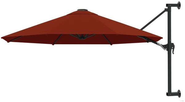 vidaXL Sonnenschirm zur Wandmontage mit Metall-Mast 300 cm Terrakotta 47299