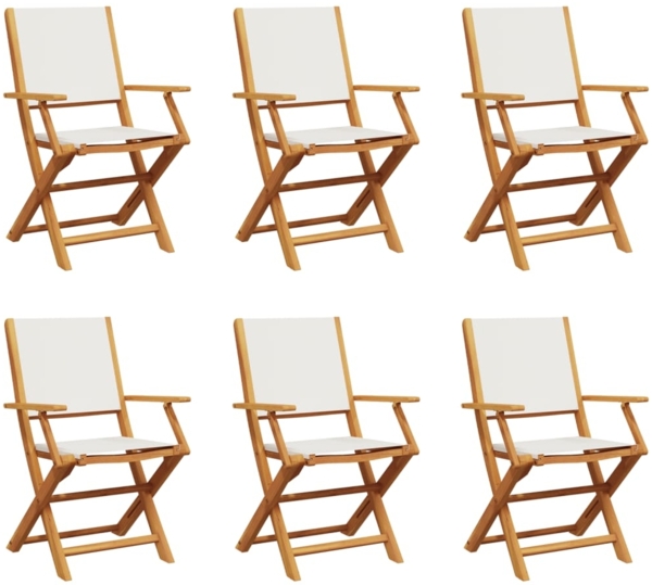 vidaXL Gartenstühle 6 Stk. Klappbar Cremeweiß Stoff und Massivholz 3214575