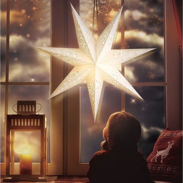 Elegear LED Stern weihnachtsstern beleuchtet, 70CM weihnachtsstern papier, Fensterbilder, Weihnachtsdekoration, Beleuchtung, LED, Warmweiß, lichterkette für Innen/Außen/Fenster Weihanchten deko