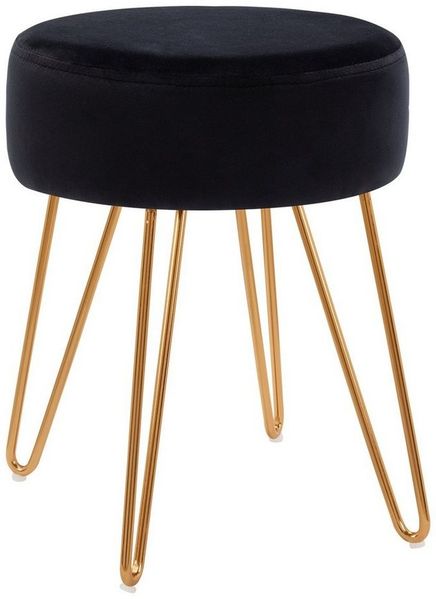 Duhome Hocker, Sitzhocker Rund Hocker Samt oder Stoff Lederoptik Schemel Metallbeine