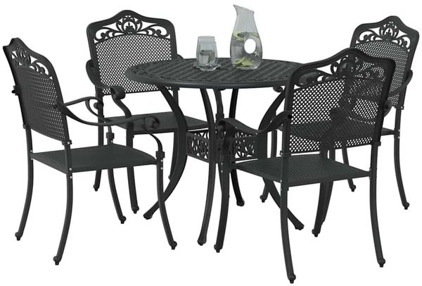 vidaXL Garten Essgruppe 5 pcs Schwarz Aluminium 3334701 Bild 3