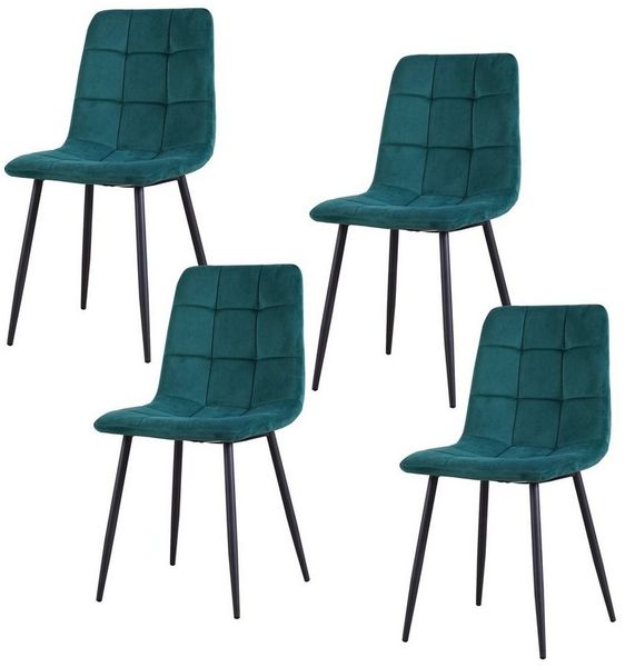 HTI-Living Polsterstuhl Esszimmerstuhl 4er Set Grün Mesa (Stück, 4 St), Küchenstuhl mit Samtbezug