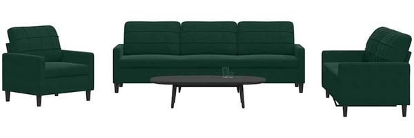vidaXL 4-tlg. Sofagarnitur mit Kissen Dunkelgrün Samt 3278443