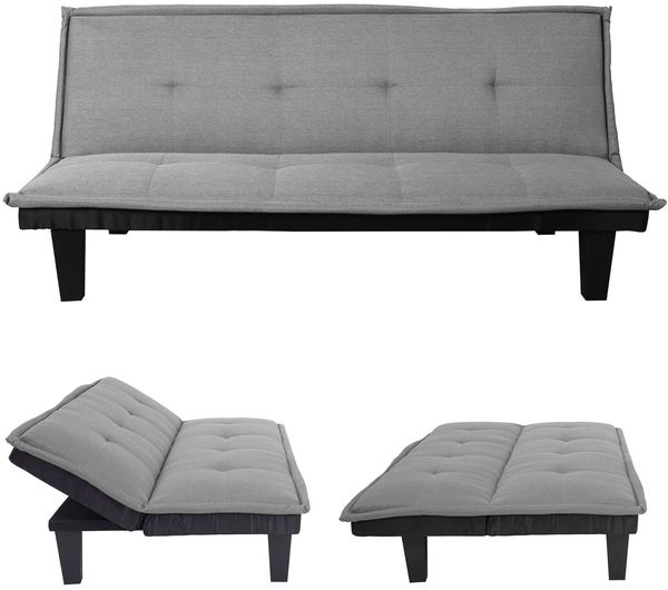 3er-Sofa HWC-C87, Couch Schlafsofa Gästebett Bettsofa Klappsofa, Schlaffunktion 170x100cm ~ Textil, hellgrau