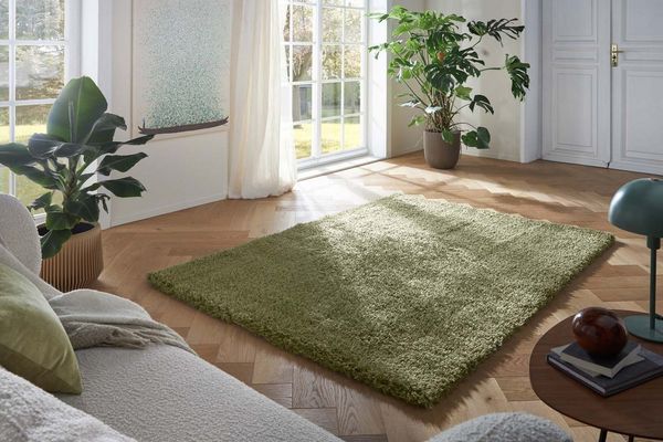 TaraCarpet Flokati-Teppich TaraCarpet Flokati Premium Langflorteppich Shaggy, rechteckig, Höhe: 52 mm, Flokati Hochflor Langflor weich grün Wohnzimmer Schlafzimmer 60x120