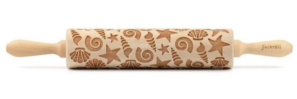 Folkroll Motiv Teigrolle Teigroller Wellholz Muscheln Ø6cm L42cm 337011