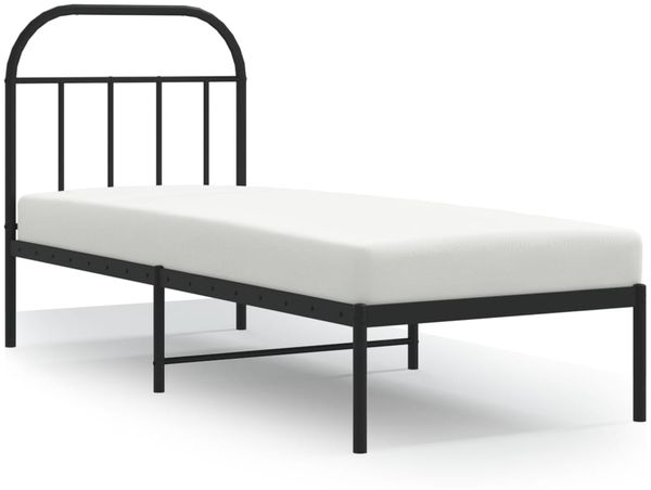Einzelbettgestell Design für Erwachsene mit Kopfteil Metall Schwarz 75x190 cm d2747e