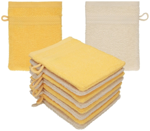 Betz Waschhandschuh 10 Stück Waschhandschuhe Premium 16x21 cm Farbe honiggelb - Sand, (10-St), Waschlappen Set