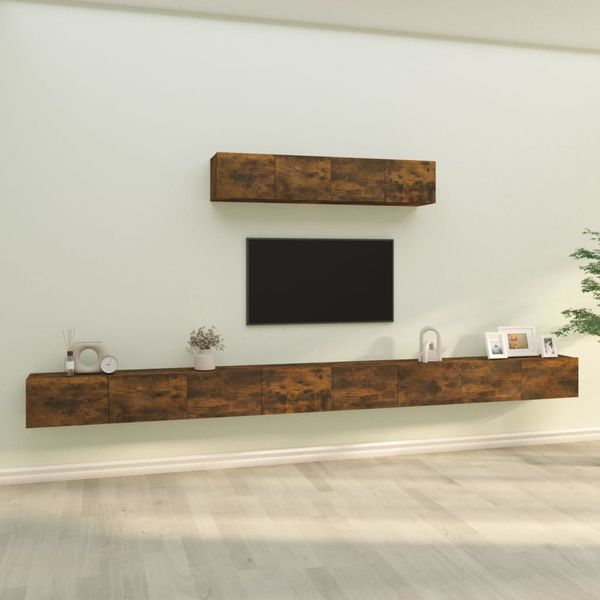 4-tlg. TV-Schrank-Set Räuchereiche Holzwerkstoff [3114611]