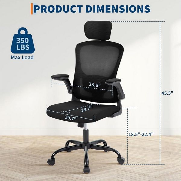 GarveeMore Bürostuhl Ergonomischer mit erstellbare Lendenwirbelstütze und Kopfstütze, Home-Office-Stuhl,Gaming-Stuhl mit hoher Rückenlehne aus Netzstoff