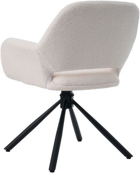 Drehbarer Esszimmerstuhl im 4er-Set aus Sherpa in Weiß, 60 x 60 x 80 cm – mit Armlehnen, moderner Polsterstuhl Bild 8