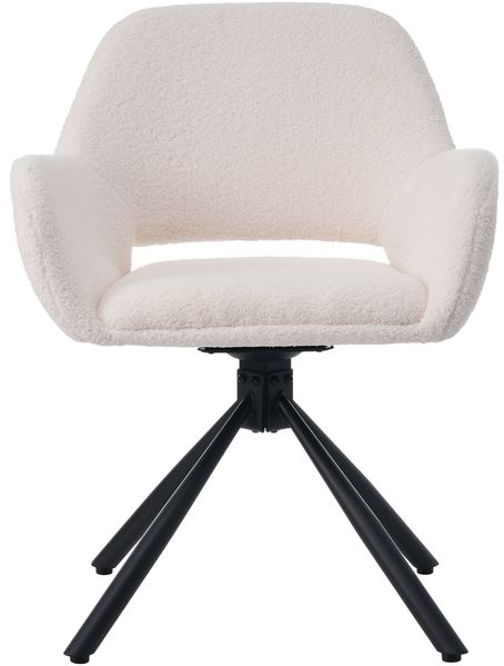 Drehbarer Esszimmerstuhl im 4er-Set aus Sherpa in Weiß, 60 x 60 x 80 cm – mit Armlehnen, moderner Polsterstuhl Bild 7