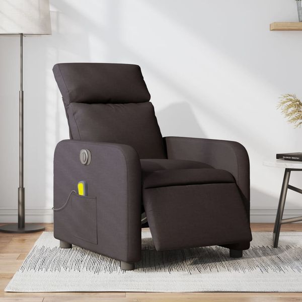 vidaXL Massagesessel Elektrisch Dunkelbraun Stoff 3206695