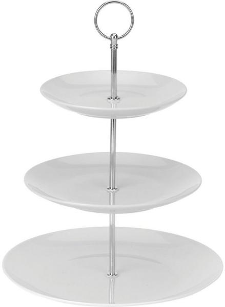 BigDean Etagere Etagenständer weiß aus hochwertigem Porzellan 3 stufig - Höhe 35 cm, Porzellan