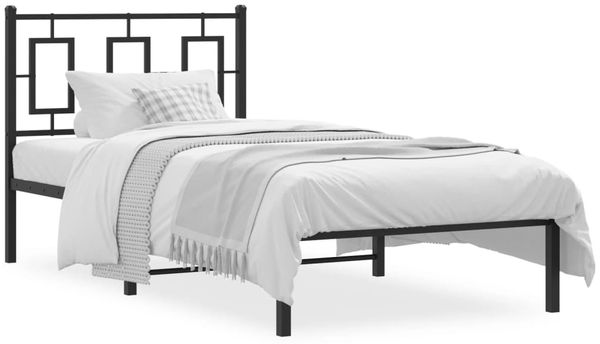 Einzelbettgestell Design für Erwachsene mit Kopfteil Metall Schwarz 90x190 cm d2799e