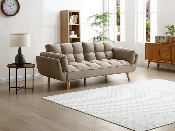 Vente-unique - LOELINE Sofa Stoff Beige - B 86 cm x H 83 cm x L 212 cm