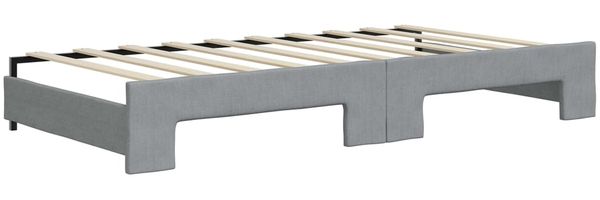 vidaXL Tagesbett Ausziehbar mit Matratze Hellgrau 90x190 cm Stoff 3197558 Bild 5