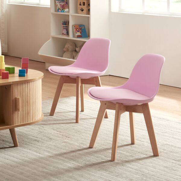 Kinderzimmerstuhl Elvdal 2er Set gepolstert Rosa [en. casa]