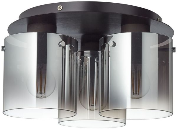 Brilliant Lampe Beth Deckenleuchte 35 cm schwarz/rauchglas | 3x A60, E27, 60 W, g.f. Normallampen n. ent. | Für LED-Leuchtmittel geeignet | Dimmbar bei Verwendung geeigneter Leuchtmittel