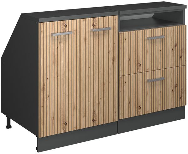 Küchenschrank für Dachschrägen R-Line Artisan-Eiche 120 cm 2er Set Schrankkorpuss 60 cm Tiefe Vicco