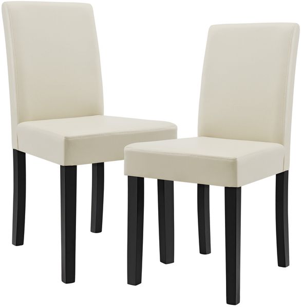 Stühle Esszimmer Creme Kunst-Leder Stuhl Hochlehner Elfenbein - 2 Stück