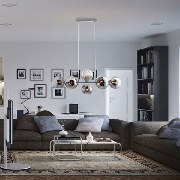 Hängeleuchte, Glas Kugel rauch, silber, L 100 cm Bild 7