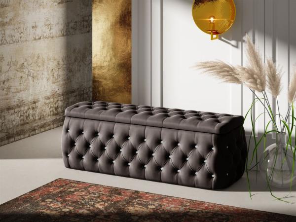 Polsterhocker mit Stauraum Betthocker SEVRA 180x50x45 cm Elisa Velvet Schwarz