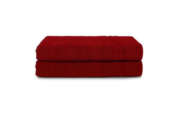 Komfortec 2er Saunatuch Set 80x200 cm aus 100% Baumwolle, XXL-Saunatücher, Sauna Handtuch, Weich, Groß, Frottee, Schnelltrocknend, Aurorarot