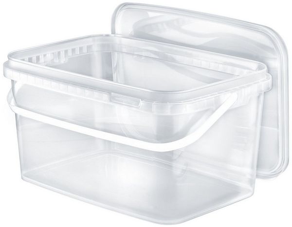 BENBOW Aufbewahrungssystem Rechteckiger Eimer mit Deckel 5l transparent - lebensmittelecht - leer, Polypropylen - Lebensmittelecht, Geschmacksneutral, Auslaufsicher, (1-tlg, PZH-, BRC- und DIN-ISO-zertifiziert), für Lebensmittel, Farben, Chemikalien