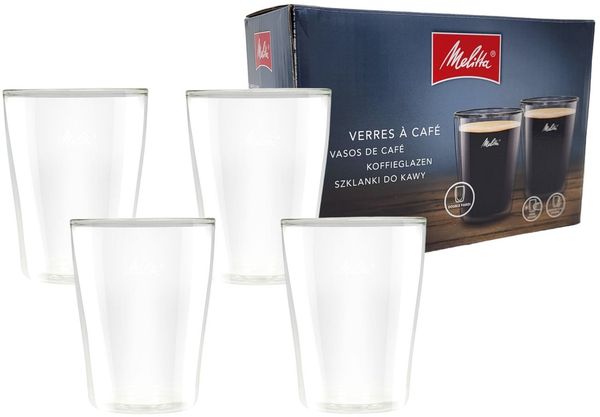Melitta® Doppelwandige Gläser 4er-Set 200ml aus Borosilikatglas Kaffeetassen Thermogläser Teegläser Kaffeegläser Latte Macchiato Cappuccino