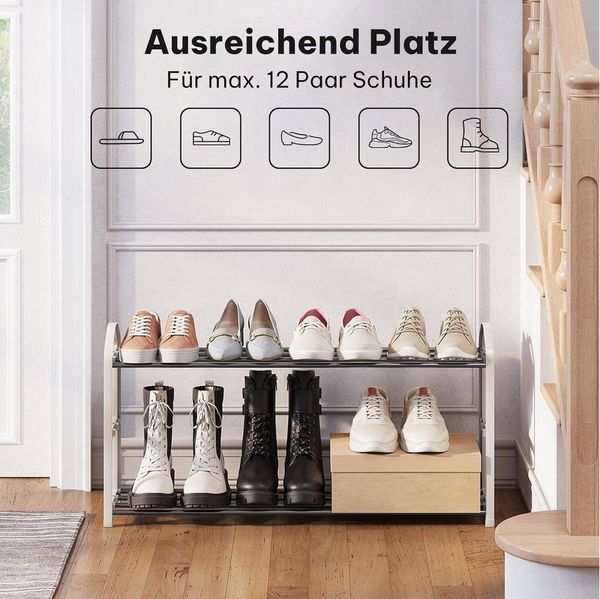 EUGAD Schuhregal, 1-tlg, 3-Ebenen–Metallrohrgestell, für Flur, Wohnzimmer, Schlafzimmer