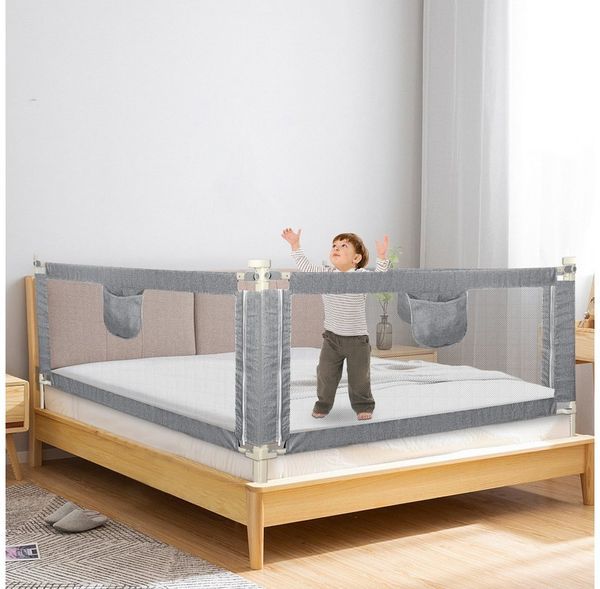 JEOBEST Bettschutzgitter Bettgitter, Kinderbettgitter Babybettgitter (2 St), 200cm Rausfallschutz Bett, Rausfallschutz Bettgitter, Höhenverstellbar