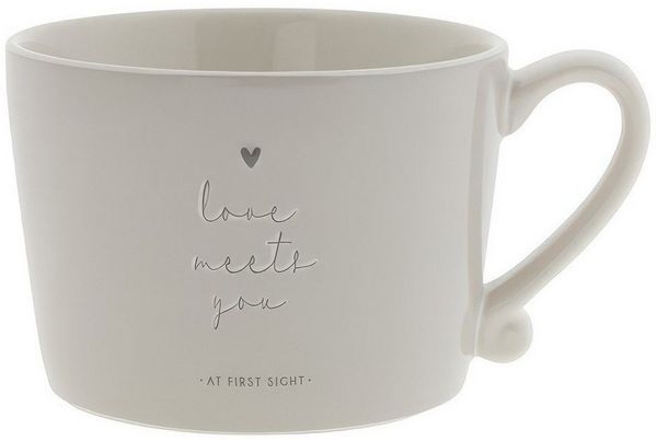 Bastion Collections Tasse graues Herz, Keramik, Spülmaschinengeeignet, Grau, Herz, H: 7cm