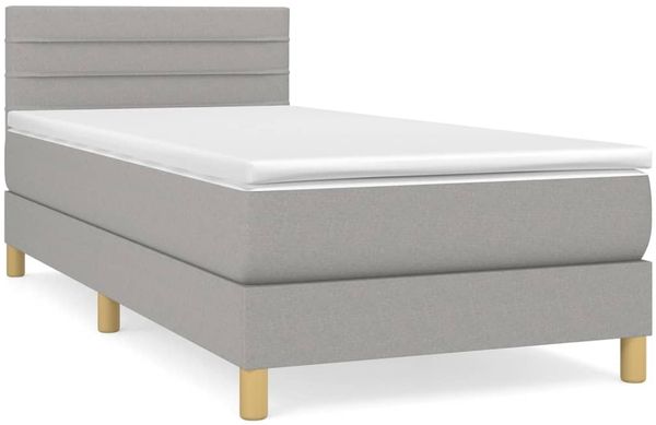 vidaXL Boxspringbett mit Matratze Hellgrau 100x200 cm Stoff 3140673 Bild 2