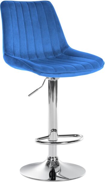 CLP Barhocker Toni Samt höhenverstellbar und drehbar,blau chrom