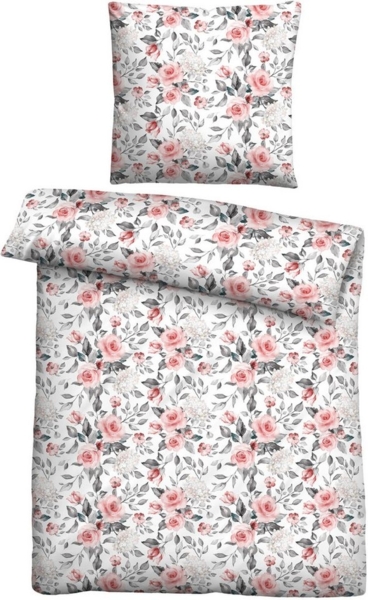 Traumhaft schlafen - Castell - Markenbettwäsche Nicki Bettwäsche 0380446 ROSEN, altrosa, 1x 135x200 cm + 1x 80x80 cm